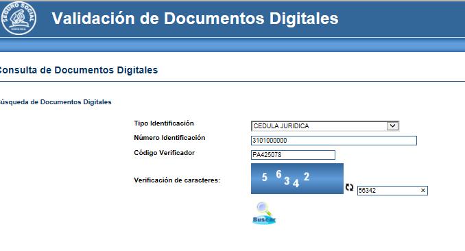 Paso 8 Imagen #19 El sistema desplegará el Documento Digital de Consulta Morosidad CCSS (pdf), que fue generado en su momento; con el respectivo número verificador.