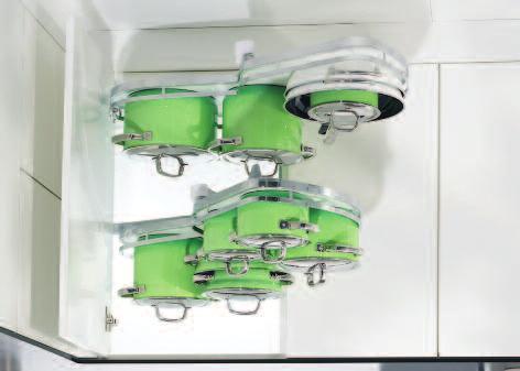 Equipamientos para muebles de cocina Armario de rincón Dispositivo de extracción basculante para armario de rincón con amortiguación y autocierre Vitaflex marco: acero, Fondo con tablero de