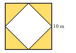 8. Atrévete a calcular el área de la zona coloreada. Te recomiendo que calcules primero el lado del cuadrado pequeño. 9.
