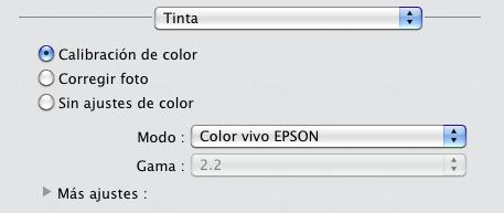 Puede gestionar como se utilizan los colores en las fotos al seleccionar las opciones Tinta en la ventana Imprimir.
