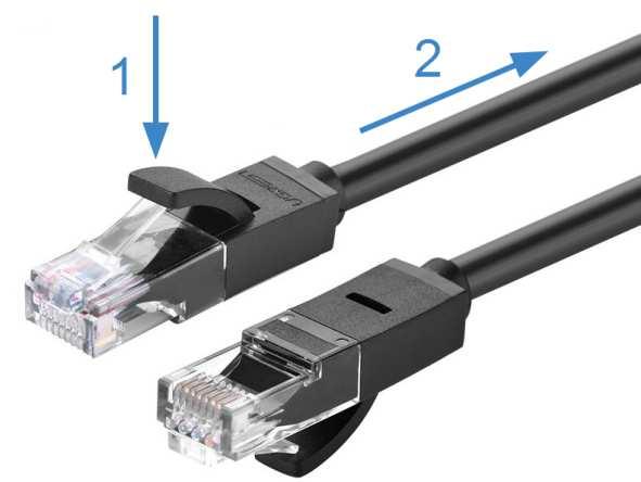 Para poder desconectar este cable debe realizar los siguientes pasos: 1. Aplicar una leve presión sobre la pata de ajuste, ubicada arriba del conector, este quedará liberado. 2. Retire el cable.