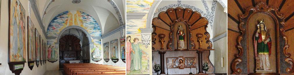 Los motivos de las pinturas son un Vía Crucis, representado en cada uno de su cuadros.