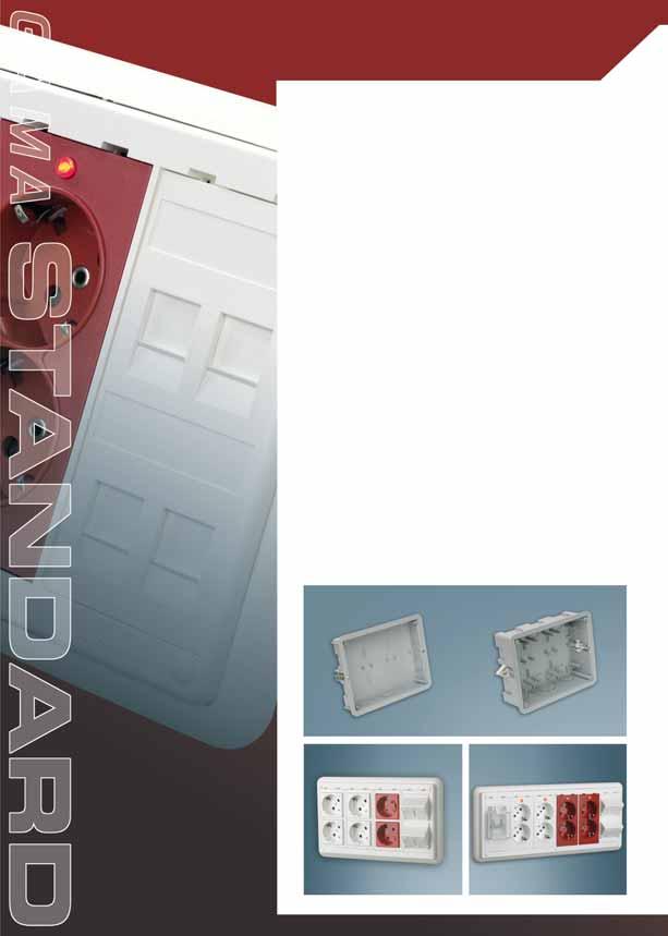 GAMA_standard 5/2/05 7:25 Página S30 Cajas de Empotrar Cajas modulares para instalaciones de empotrar Ventajas Anclajes específicos para cada tipo de pared A Las garras metálicas basculantes aseguran