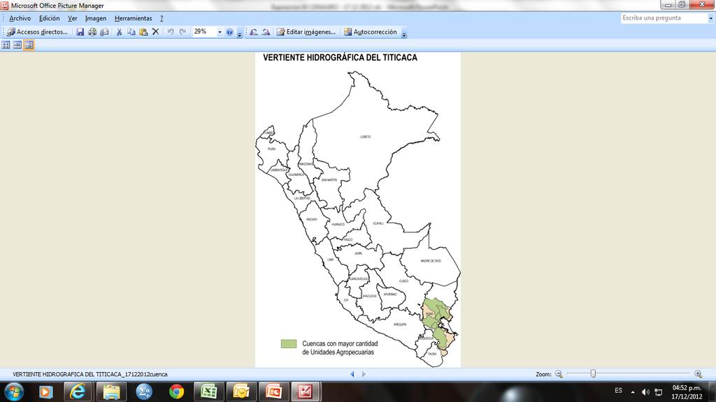 Las diez cuencas de la Red Hidrográfica del Titicaca con mayor número de Unidades Agropecuarias Cuenca Unidades Agropecuarias Total de las diez Cuencas 175 342 Intercuenca 0157 (Cuenca Callaccame) 36