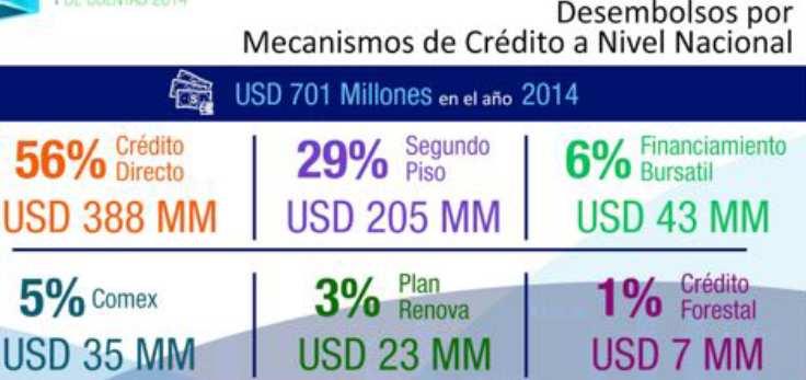 CORPORACIÓN FINANCIERA NACIONAL INFORME DE GESTIÓN - AÑO 2014 La CFN en los últimos 8 años ha colocado 4218 millones de dólares en la economía ecuatoriana de los cuales 701 millones corresponden a la