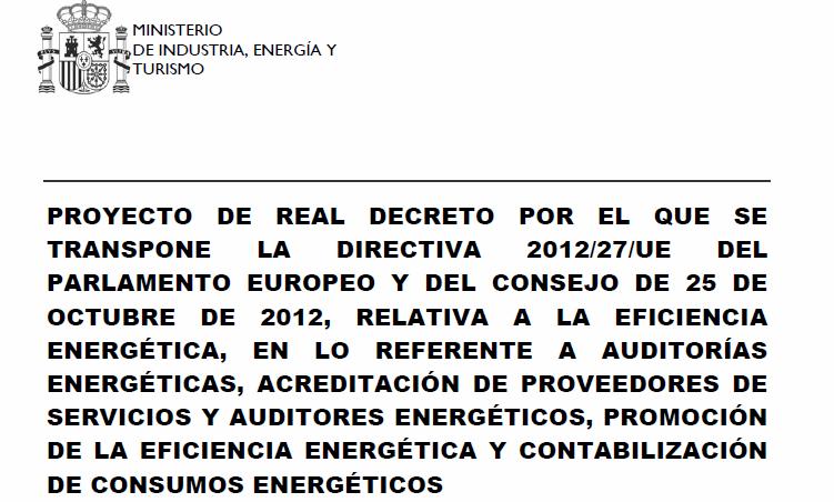 NORMATIVA ESPAÑOLA SOBRE REPARTIDORES DE COSTES I Borrador de Real Decreto sometido a información pública en febrero de 2014.