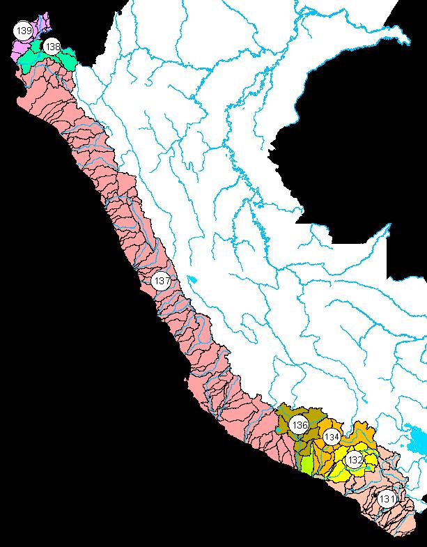 Codificación Pfafstetter en el Perú: El Perú, hidrográficamente, se divide en tres vertientes bien definidas: Pacifico, Amazonas y Titicaca.