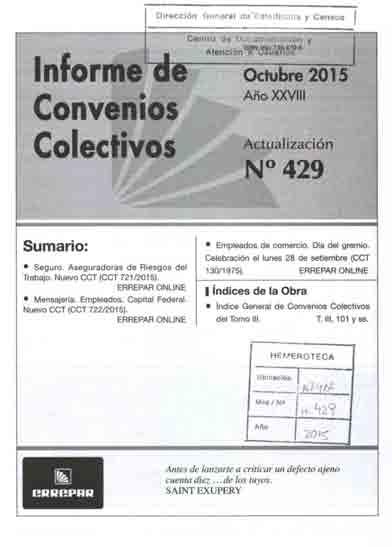 INFORME DE CONVENIOS COLECTIVOS. Nº429.