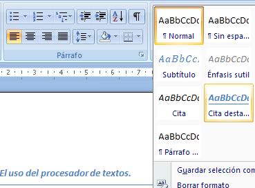 Figura 5. Comando Estilos (Microsoft, 2012).