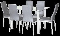 Mesa con patas metálicas en blanco o negro y tapa de cristal templado.