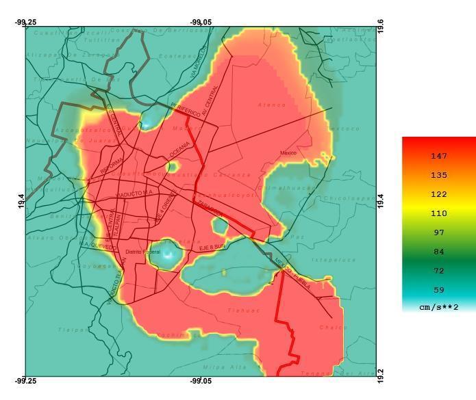 Intensidad sísmica en la CDMX: PGA Estimación de la aceleración máxima del