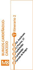 La ruta M8 presta servicio a los municipios de Carcedo de Burgos, Cardeñadijo,