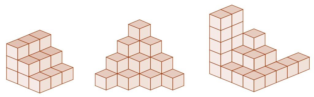 30. Hallar el área de las siguientes figuras, tomando como unidad una de las caras de los hexaedros que las forman. 31.