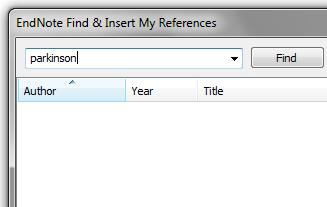 Aparecerá la ventana con la caja de búsqueda para localizar las referencias en EndNote Online.