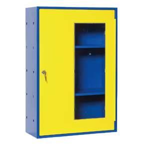 Estructura de color azul con puerta amarilla para mayor visibilidad. Tres baldas regulables en altura. Disponen de cerradura y llave....continúa en www.