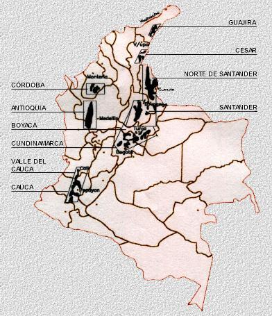 Figura 24. Zonas Carboníferas de Colombia Fuente: UPME 1.1.4.1 Evolución del Carbón Mineral El Carbón Mineral se ha convertido en un importante generador de divisas para el país.