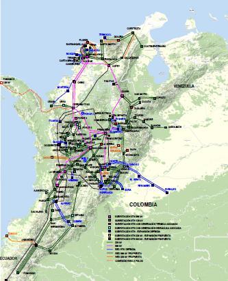 El sistema interconectado colombiano cuenta con lineas a 220 Kv y a 500 Kv. La siguiente figura ilustra sobre las perspectivas de expansión al año 2025. Figura 56.
