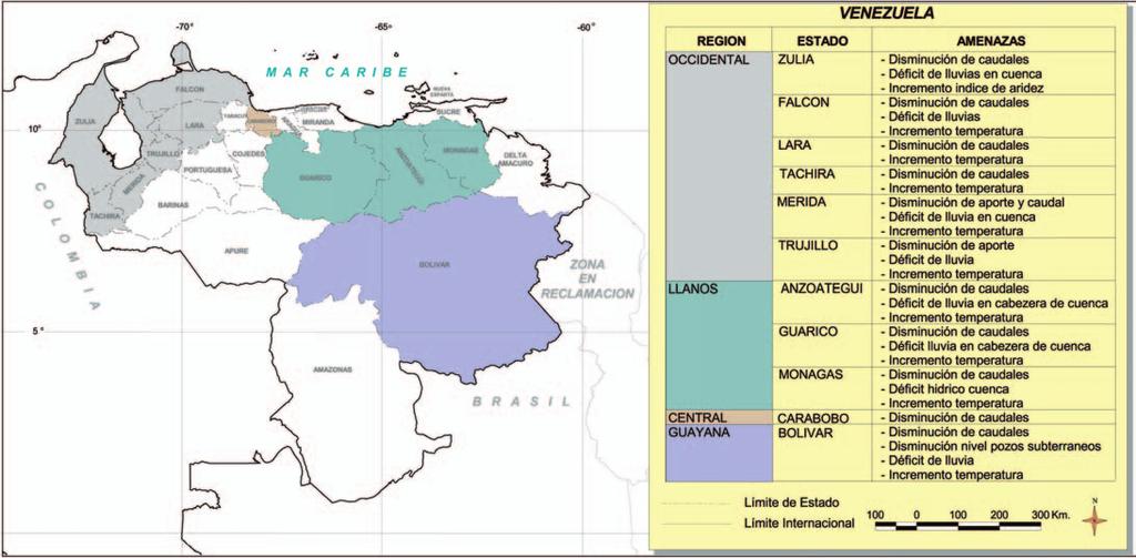 Figura II.2.2-5 Venezuela. Focalización de las amenazas en los diferentes estados afectados durante el evento El Niño 1997-98 Fuente: Elaboración propia con base a la información recabada 3.