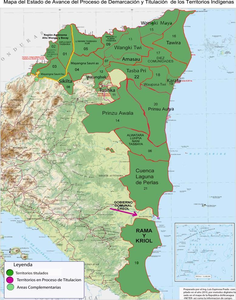 DELIMITING AND TITLING OF INDIGENOUS TERRITORIES Demarcación y titulación de 23 territories indígenas: 314 comunidades 37,657 Km 2 El Salvador= 21,040 km2