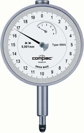 Comparadores de precisión Lectura 0,001 mm / Esfera Ø 82 mm EN ISO 43 Norma del constructor 0,001 mm 2,3 mm ø82 19,2 ø10 9 3