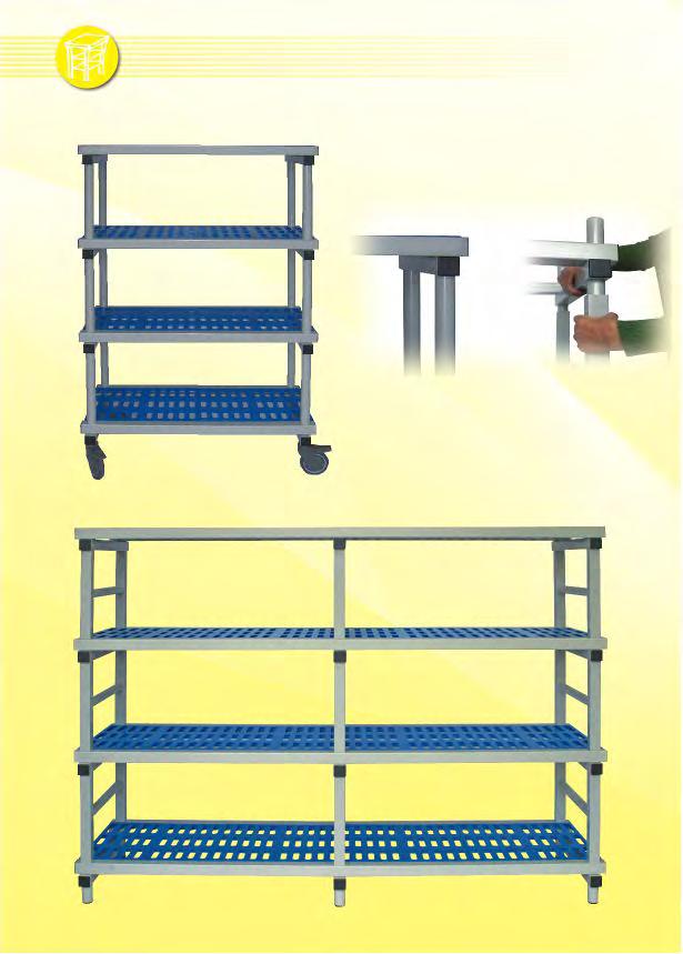 Folding Racks Monobloc version, it facilitates furthermore the assembly, it allows the placement of wheels turning it into a mobile secure element.