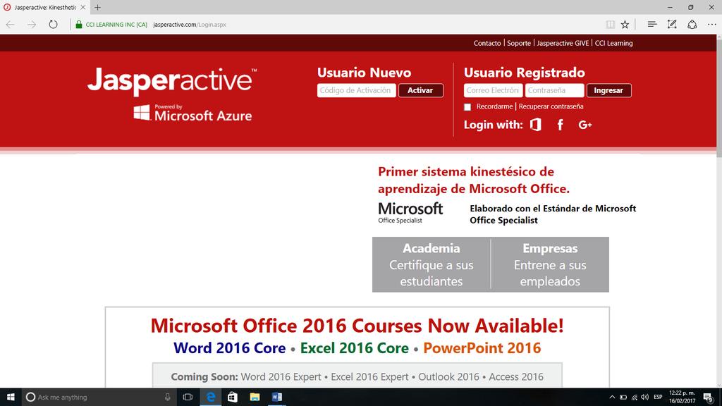 Microsoft Office 2013, en español Teclado de la computadora en español.