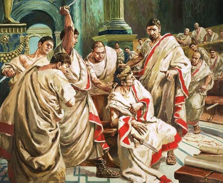 Julio César fue apuñalado en la espalda por senadores romanos, que se autodenominan