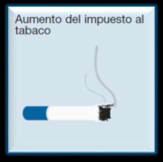 Etapa 1: A partir de octubre de 2014 Modificación del Impuesto al Tabaco: Impuesto al Tabaco Las tasas son de 0,0010304240 UTM por cigarrillo y de 30% sobre el precio de
