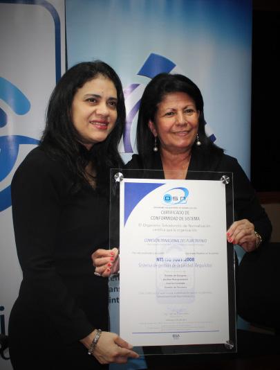 Plan Trifinio recibe certificado ISO 9001 La Secretaria Ejecutiva Trinacional del Plan Trifinio, Miriam Hirezi, recibió el certificado de la norma ISO 9001 2008 de parte del Organismo Salvadoreño de