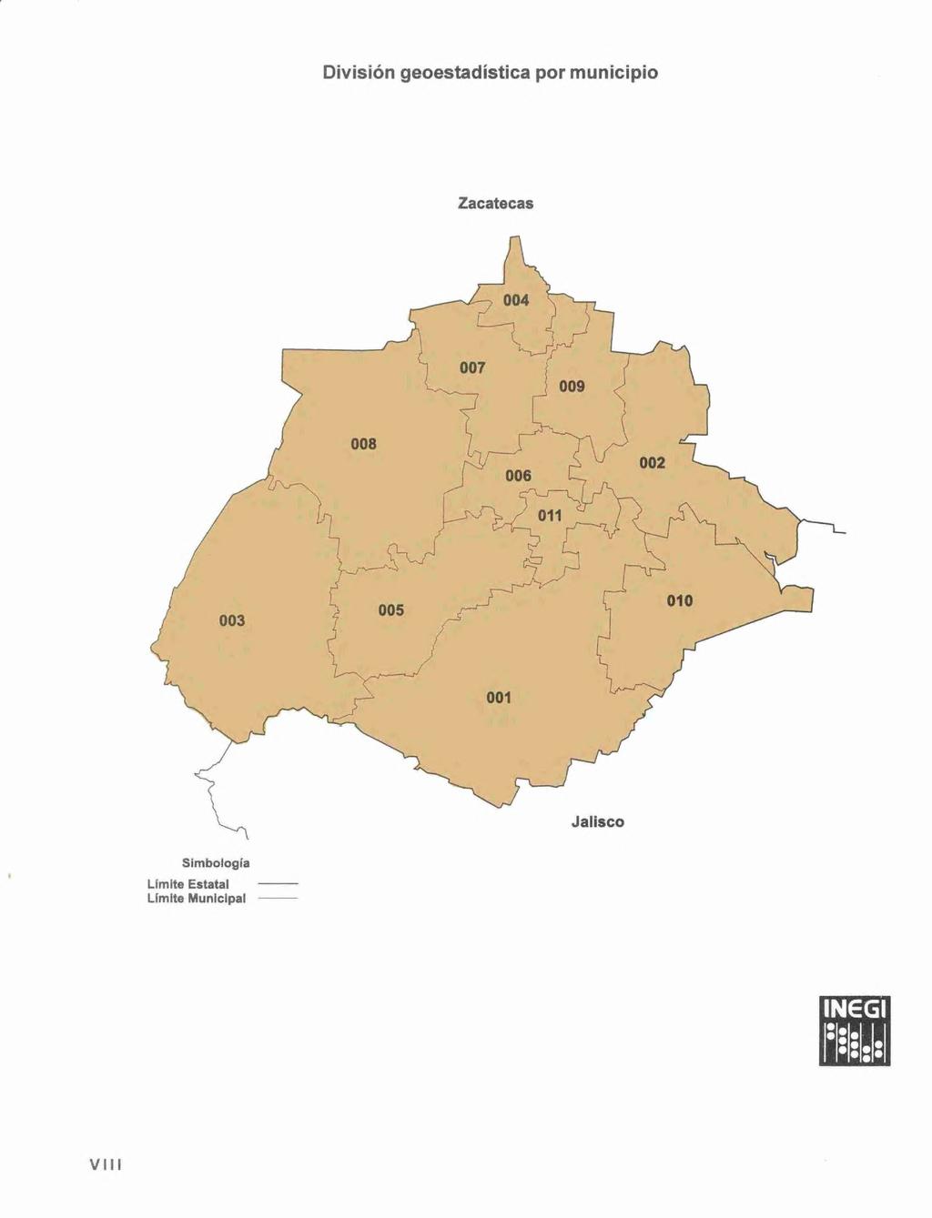 División geoestadística por municipio Zacatecas