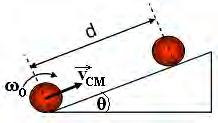 32. En la figura se muestra una rampa AB de longitud 50cm inclinada 37º respecto a la horizontal. Un disco de momento de 1 2 inercia I = MR y se encuentra en 2 reposo en el punto A.