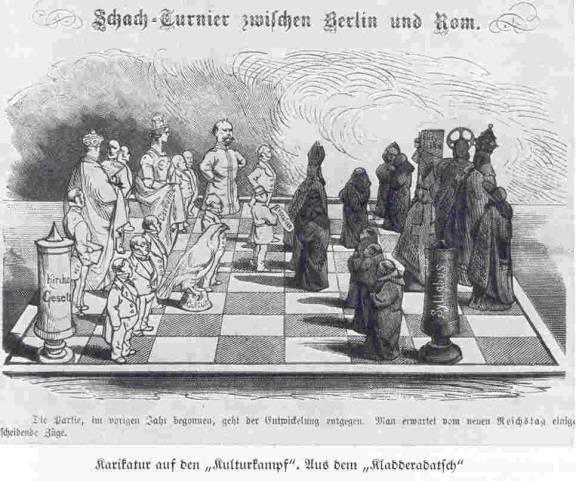Kulturkampf -Batalla Cultural- fue llamado el conflicto que surgió entre Otto von Bismarck y la Iglesia Católica (y el partido