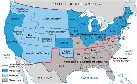 Guerra de Secesión (1861-1865): - A raíz de la abolición de la esclavitud