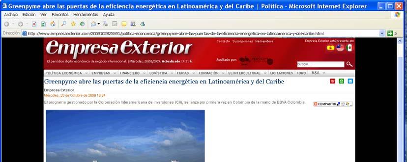 http://www.empresaexterior.com/2009102825591/politica economica/greenpyme abre las puertas de la eficienciaenergetica en latinoamerica y del caribe.