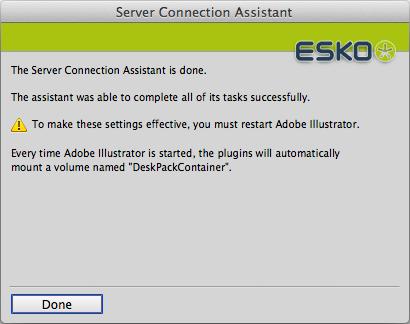 2 Adobe Illustrator Client Nota: Tras finalizar el Asistente para configurar, Adobe Illustrator se debe reiniciar para que la configuración surta