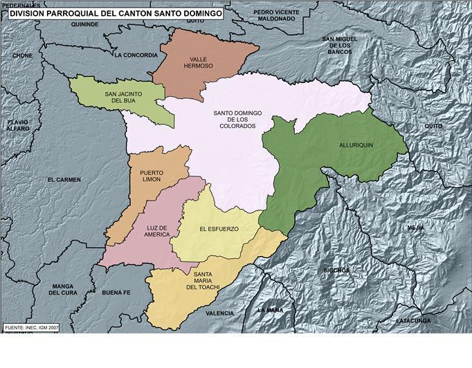 4% del territorio de la provincia de SANTO DOMINGO DE LOS TSÁCHILAS (aproximadamente 3.4 mil km2).