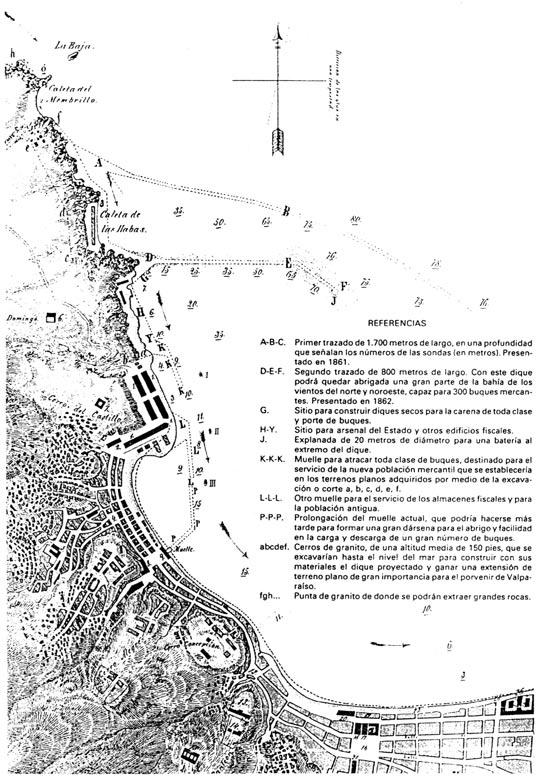 Proyectos de Obras Portuarias en Valparaíso que antecedieron al difinitivo 201 Marina de Chile, destacando el trabajo hidrográfico del guardiamarina Jorge Montt Alvarez.