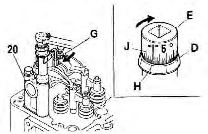 Apretar el tornillo Llave de tubo M14 (8kgm+180 ) Instalación de tornillos (M14) Ajustar la barra G(para conectar)que llegue a los balancines 20 por la fuerza de muelle.