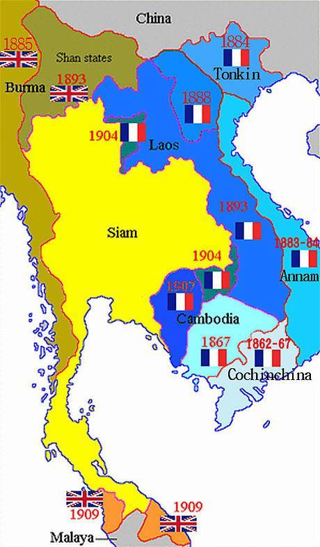 Otros Imperialismos FRANCIA La expansión se inició en 1858-1860, ocupación del río Mekong y tratado con el rey de Annam que les cede la Conchinchina.