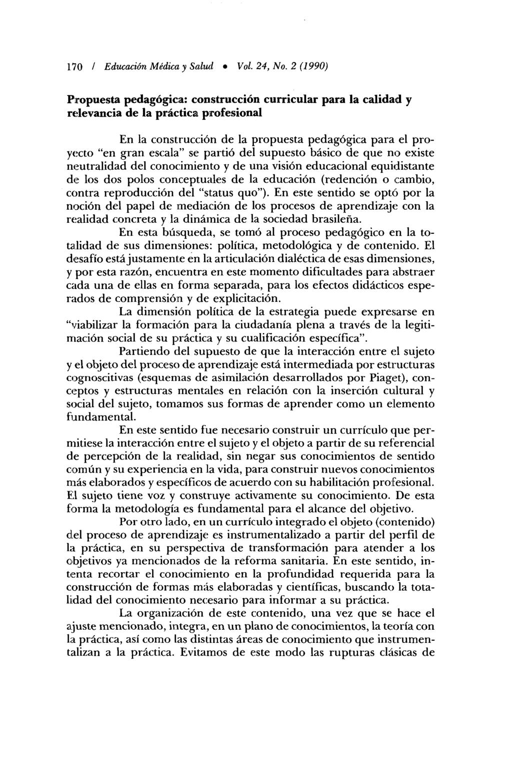 170 / Educación Médica y Salud * Vol. 24, No.