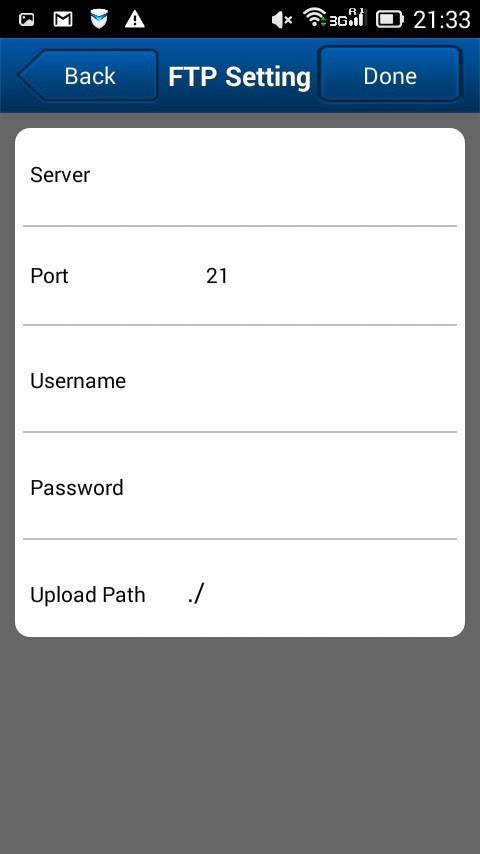 6. Configuración FTP en APP ismartviewpro En esta pantalla puedes introducir los datos si