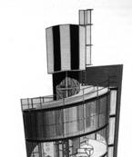 Colaboradores de Archigram, Farrel & Grimshaw diseñaron su primer edificio como un prototipo de arquitectura plug in que se adosaba a la trasera de un inmueble residencial