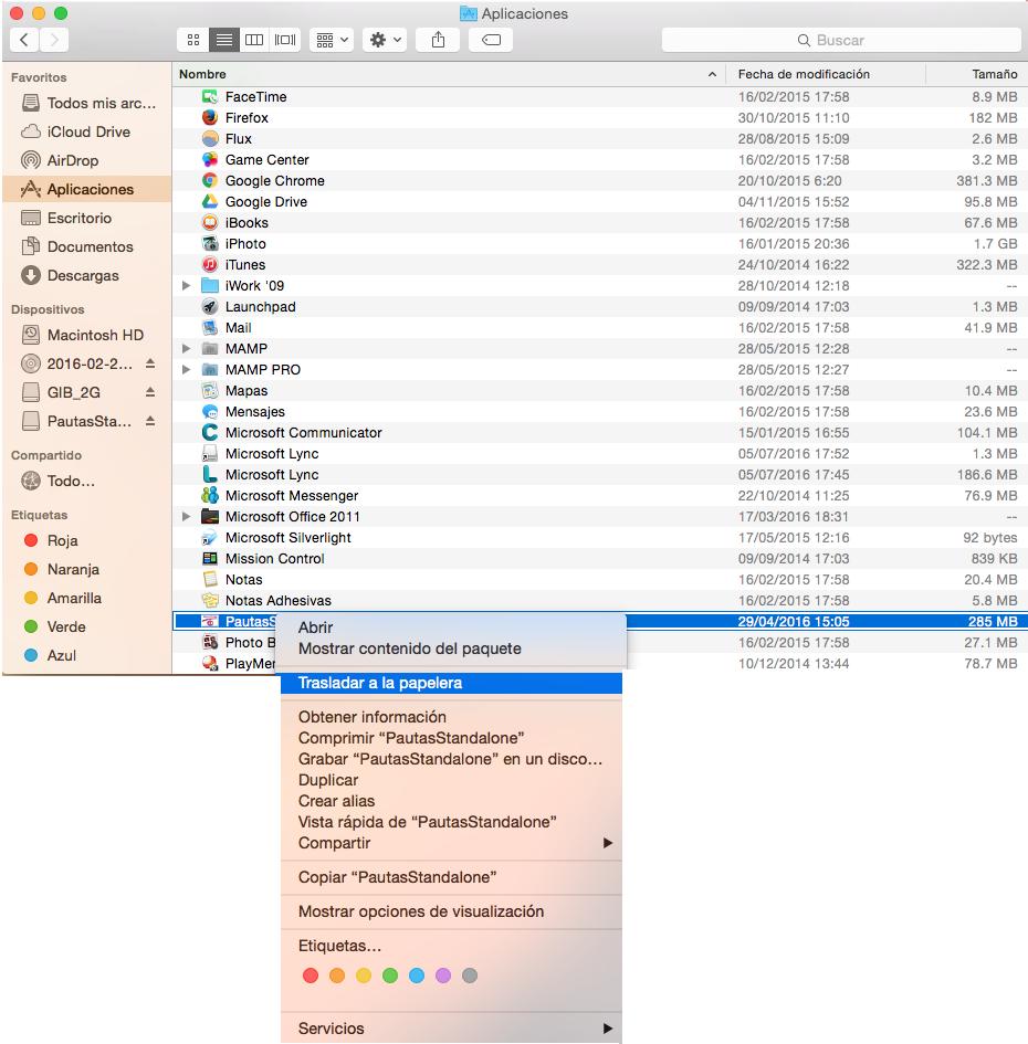 Sistema operativo Mac 1. En el finder selecciona la opción aplicaciones. 2.