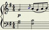 (Aunque en la imagen de arriba no aparece, coloca también la indicación del tempo, Moderato, tal como se describió en la misma sección Escribiendo ).