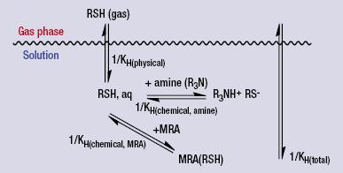 Agentes de remoción de Mercaptanos (mercaptan removal agents MRA) Los nuevos agentes de remoción de Mercaptanos (MRA) proporcionan otro medio reactivo que incrementa la remoción de mercapatanos (Ver