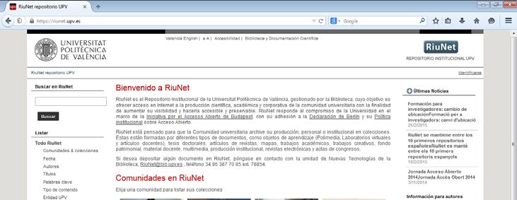 RiuNet RiuNet es el Repositorio Institucional de la Universitat Politècnica de València, gestionado por la