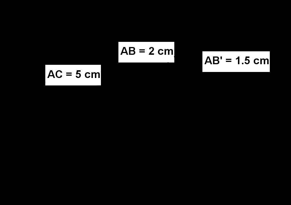 Calcula la razón entre los segmentos AB y CD de la figura:. La razón entre los segmentos AB y CD es 0,4.