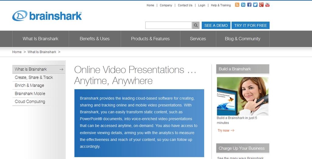 Brainshark es un sitio web que permite crear, compartir y dar seguimiento a las presentaciones en línea y, a través de teléfonos móviles.
