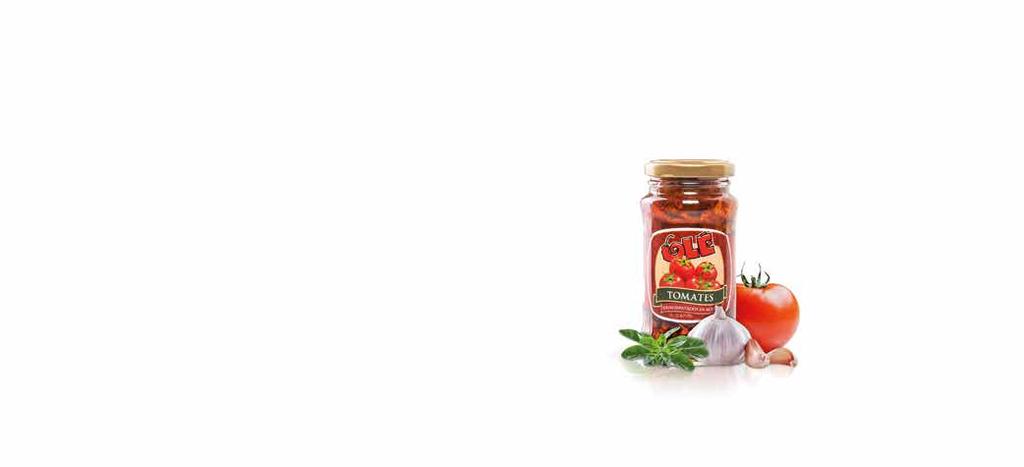 ENCURTIDOS TOMATES DESHIDRATADOS Elaborados con finas rodajas de tomate riñon fresco, el deshidratado concentra y realza todas las propiedades del tomate.