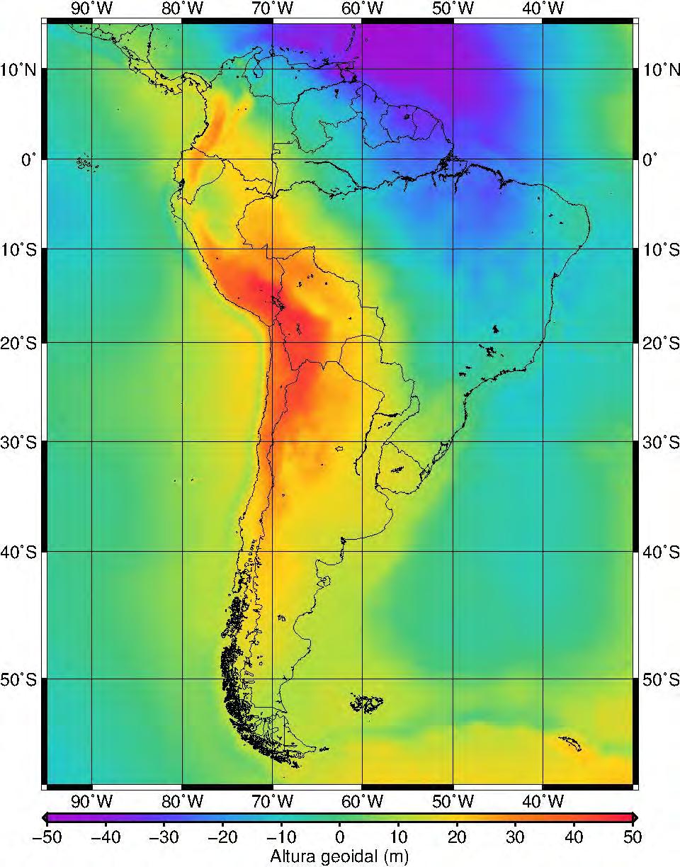 Modelo geoidal (cuasi-geoide) en América del Sur GEOID2015 Dimensión de la red 5 x 5 15º N y